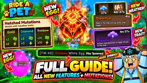 FULL GUIDE To NEW UPDATE in Ride A Pet! (MUTATIONS, NEW EGG, NEW WEATHER + RAINBOW)